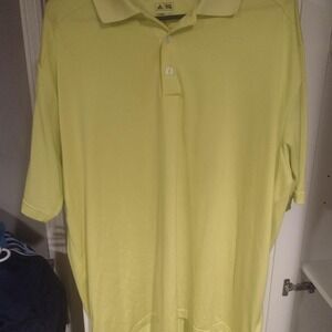 Yellow Mens Adidas clima cool polo short sleeve shirt